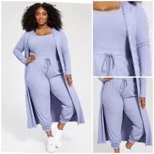 Women’s Nina Parker Ribbed Overpiece in Light Indigo Blue, Size 2X in EUC.